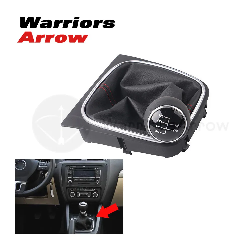 

1KD711113A XPR For VW Golf MK6 2013 Jetta MK5 MK6 Black Leather 5 speed Gear Shift Knob Gaiter Boot MT Red Stitch
