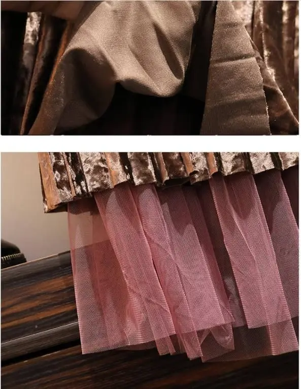 Осенне-зимние женские офисные комплекты для девушек, Женский Однотонный свитер+ Лоскутная сетчатая юбка, костюмы для женщин размера плюс 4XL, два предмета X31