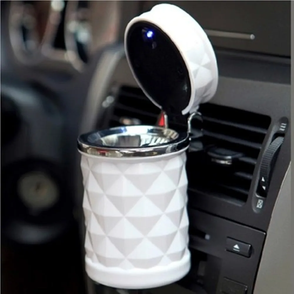 Car Ashtrays For Cars Volume With LED Lid Ashtray White Black Size 11 x