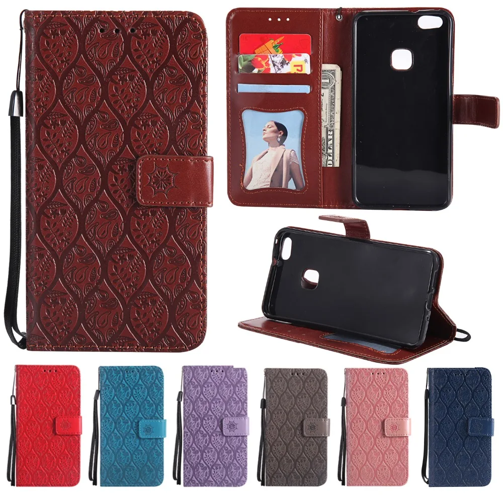 

For Huawei P9 P10 Lite Case Embossed Rattan Wallet Flip Case For Huawei P9 Lite Mini Enjoy 7 Y6 Pro 2017 For Y7 honor 7X 9 Lite