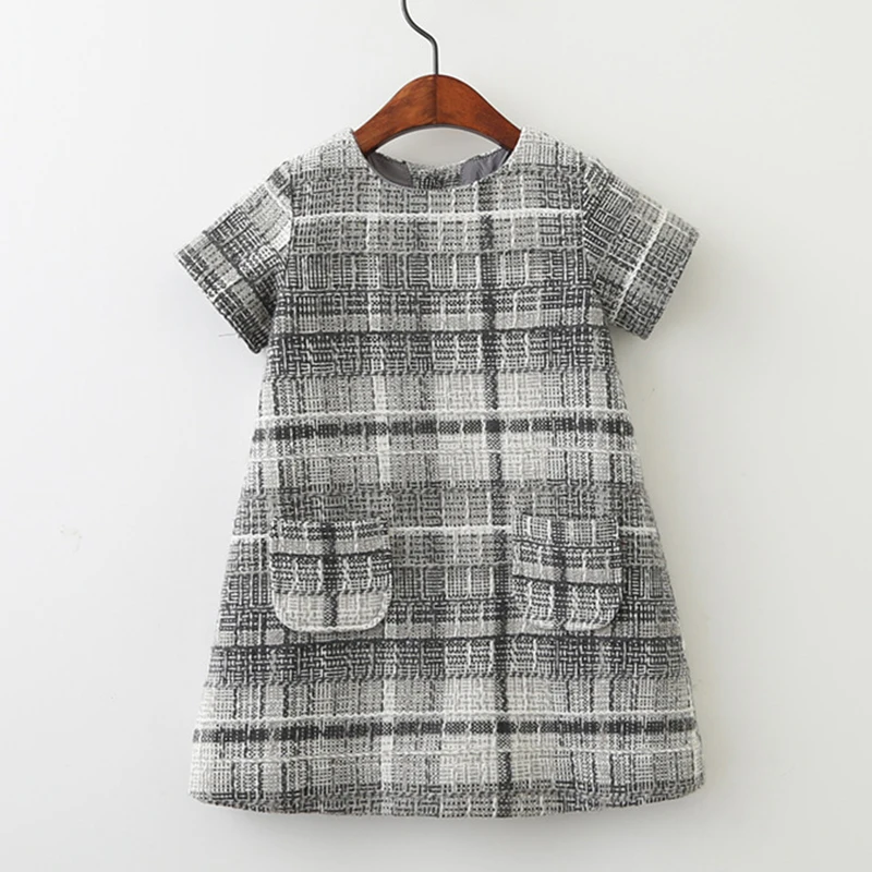 

Girls Wool Dress Autumn 2017 Brand Princess Dress with Pocket Plaid Kids Dresses for Girls Clothes Baby Christmas Dress Children