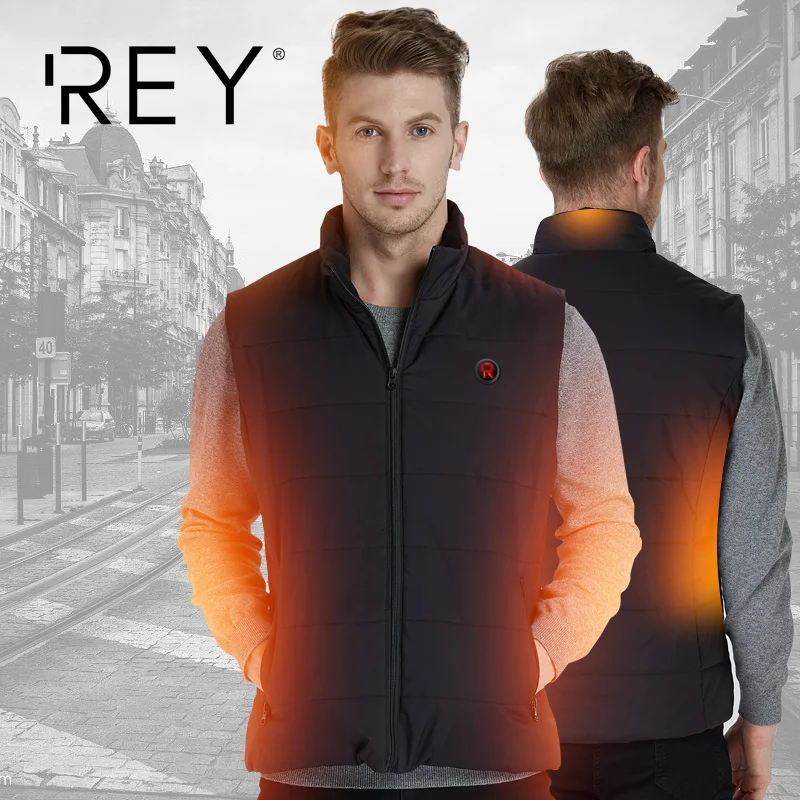 REY Men's Intelligent Heating Vest Winter Heated Jacket Sleeveless Shirt Winter Vest Signaling Vest with LEDs REY Men's Intelligent Heating Vest Winter Heated Jacket Sleeveless Shirt Winter Vest Signaling Vest with LEDs