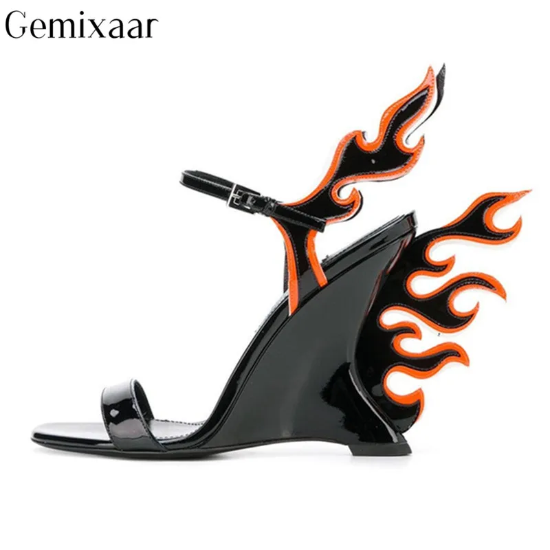 Chic Flame Heels One strap Narrow Band Shoes Woman Multy Color Fashion ...