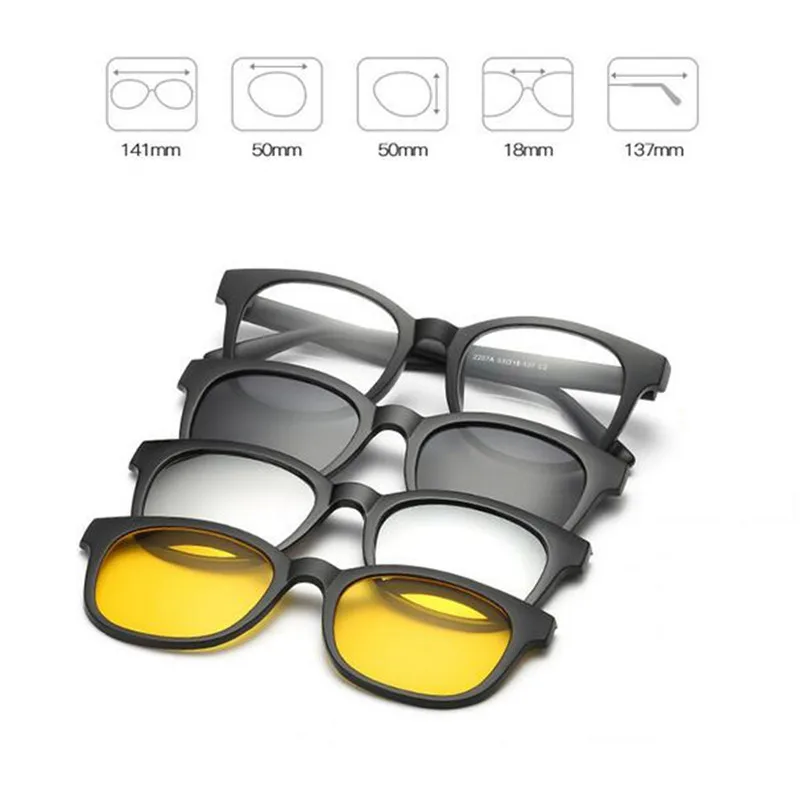 IMIXLOT 1 комплект мужские Поляризованные магнитные клип очки TR мужские на прищепке, для вождения на солнцезащитных очках магнит Повседневная близорукость - Цвет линз: C