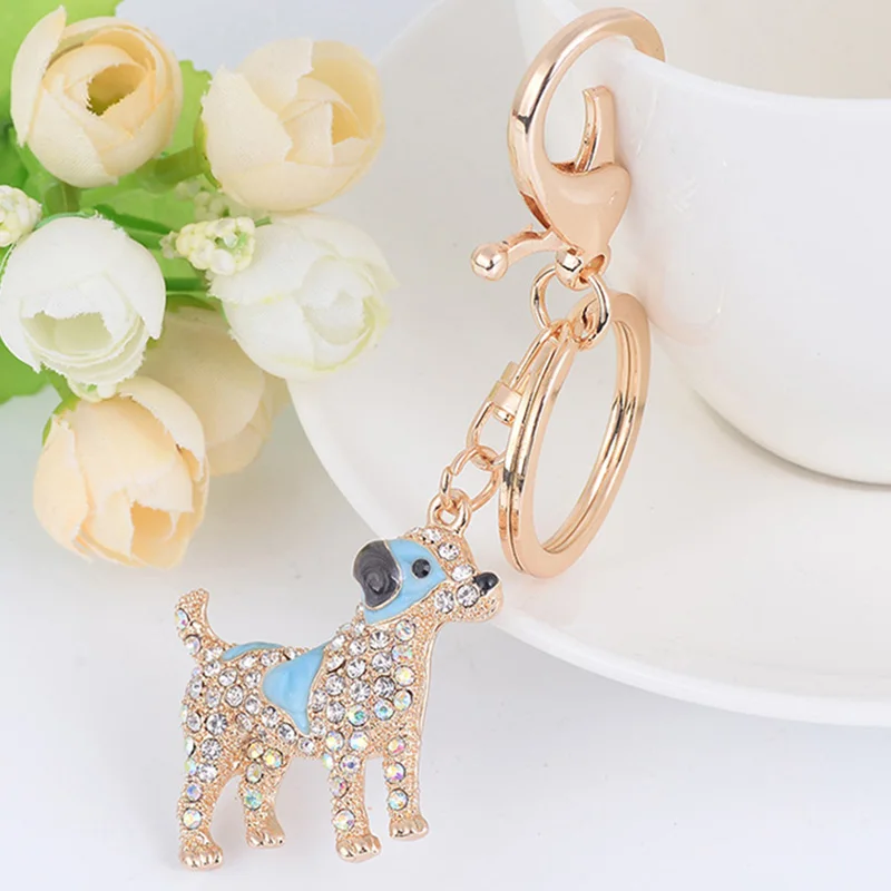 

Rhinestone Crystal Dog Keychains Puppy Buckle Keys Holder Keyring Women Bag Charms Key Chains Jewelry Accessories Car Ornaments