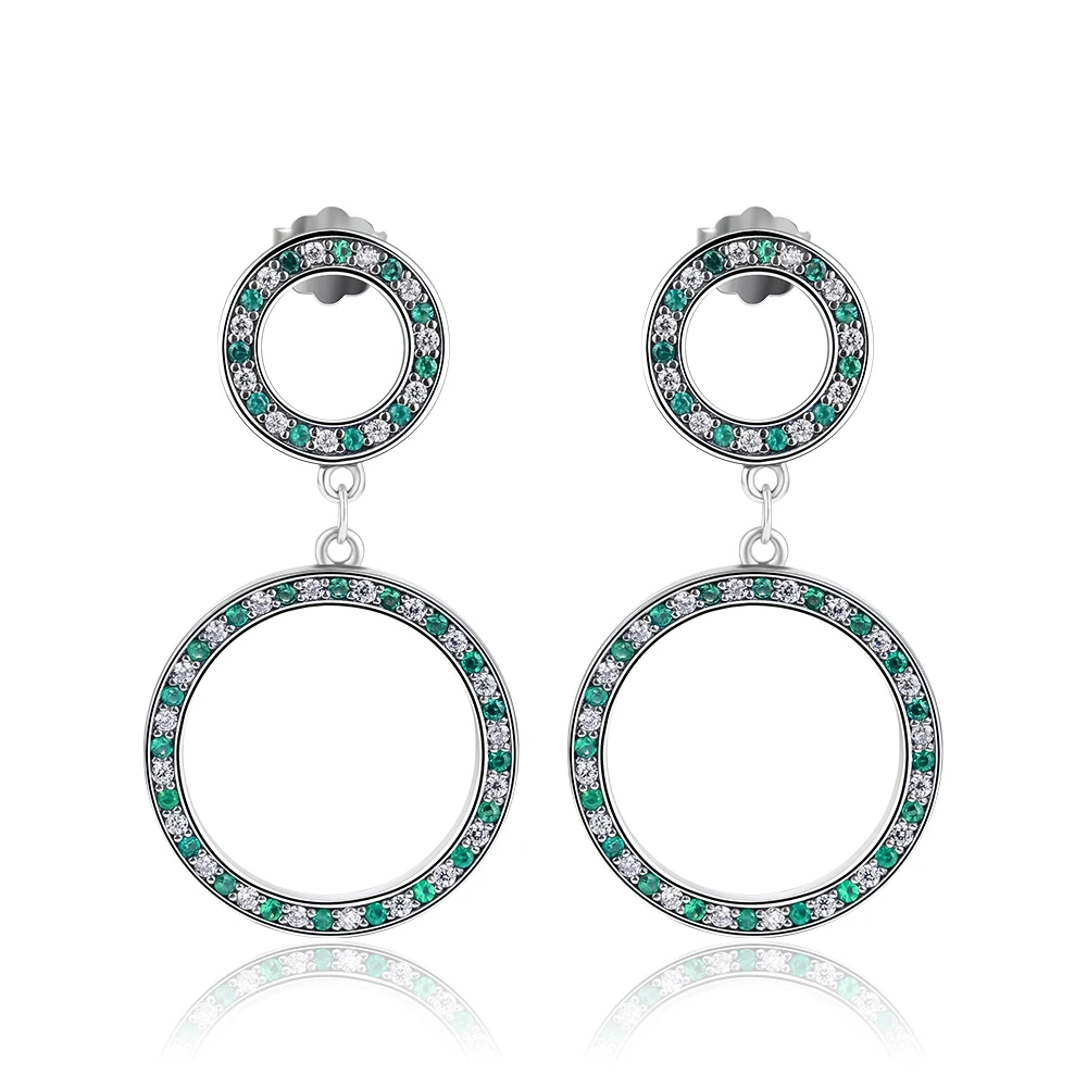

Sparking Round Earrings 100% 925 Sterling Silver Green & Clear Cz Stud Earrings for Women Girl Gift DIY Fine Jewelry PCKE002