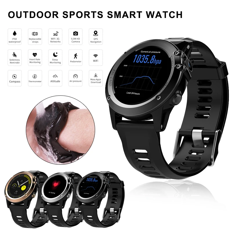 

H1 Smart Watch MTK6572 IP68 Waterproof 1.39inch 400*400 GPS Wifi 3G Heart Rate Monitor 4GB+512MB Men Smartwatch For Android IOS