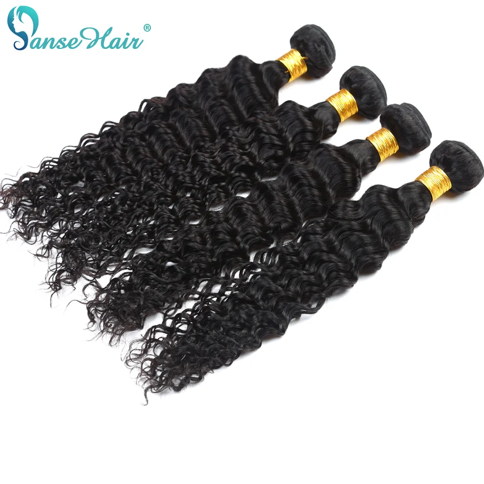 Panse Hair Deep Wave Hair 4 Bundles Per Lot Malaysian Human Hair Weaving Customized 8 to 30 Inches 1B Human Hair Extension