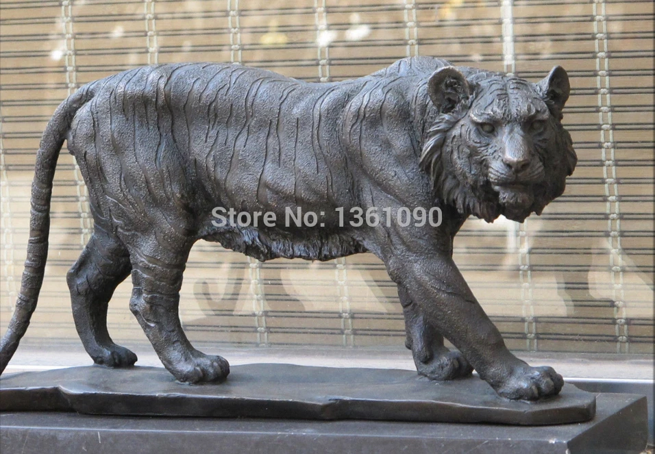 

xd 00232 17"world famous Animal ART Bronze Matrble statue Willow leaf stripe Tiger