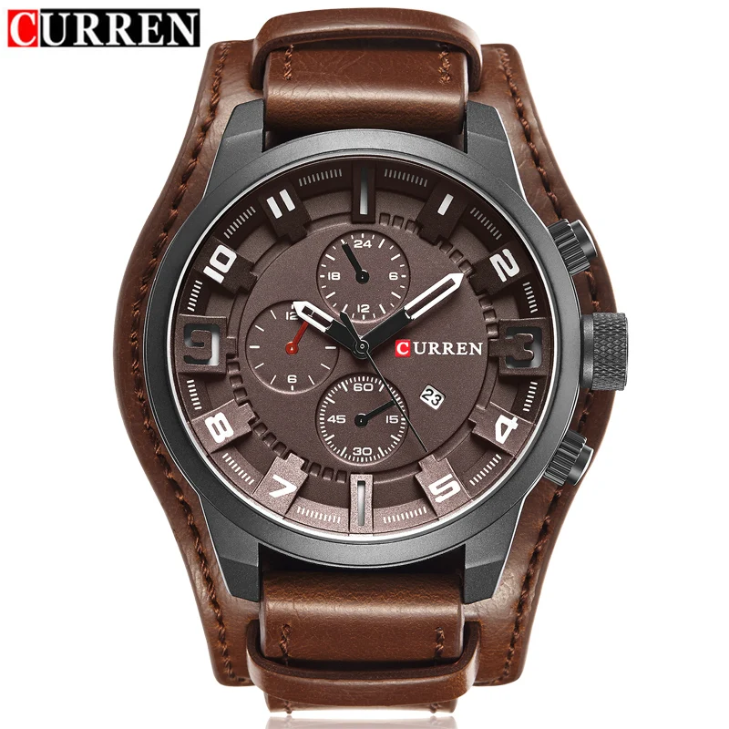 Часы Curren Мужские спортивные повседневные кварцевые с кожаным ремешком|clock brand|clocks