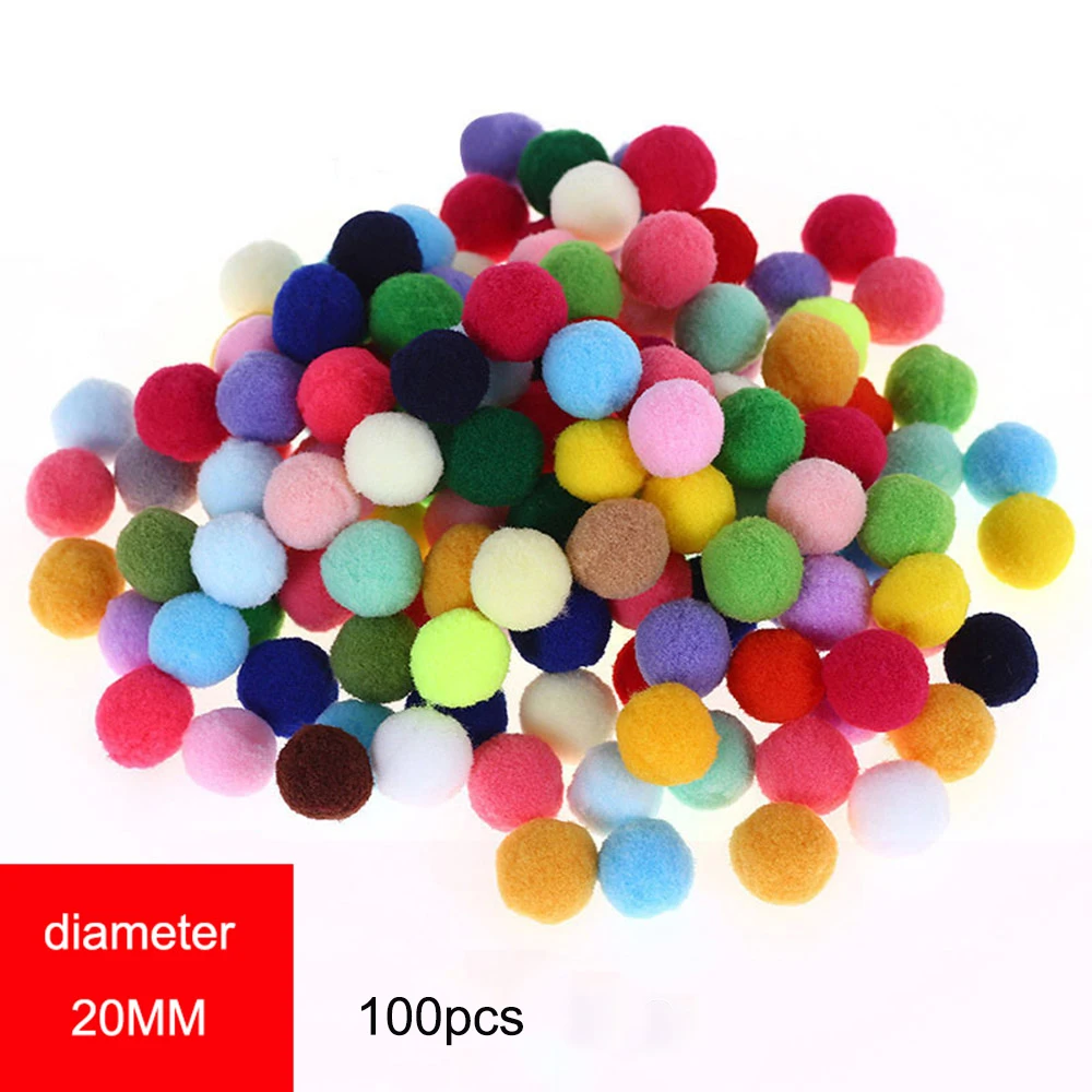 

New! 100pcs/lot Pompom 20mm Mini Fluffy Soft Pom Poms Pompones Ball Furball Handmade Crafts DIY for Home Decor Sewing Supplies