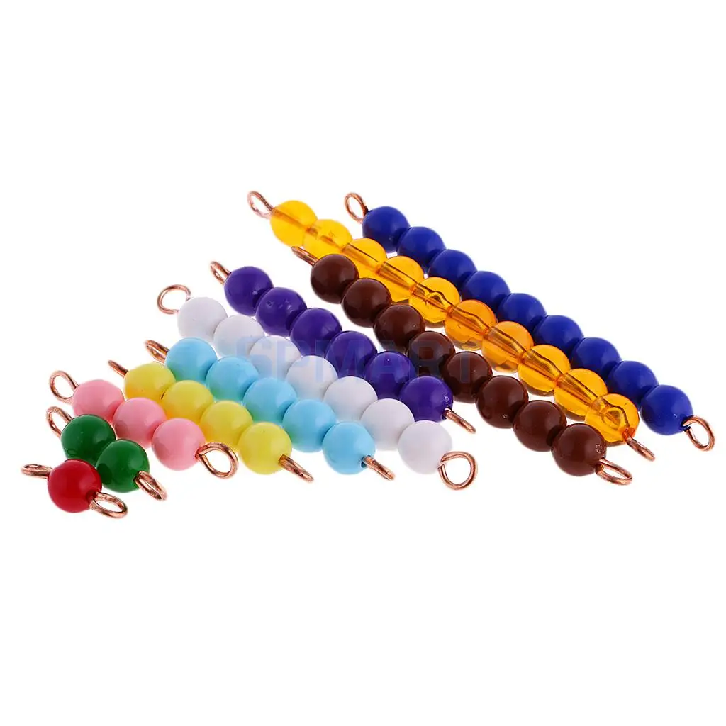 Montessori 20pcs Beads Bars 1-10 Numbers Kid Decimal System Learning Maths