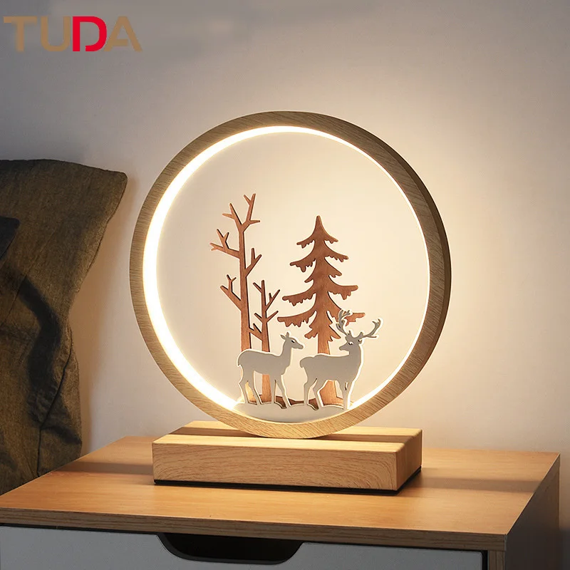 

26X10X29cm TUDA Bedroom Bedside Table Lamp Simple Nordic Table Lamp Creative Personality Touch Dimmable Small Elk Table Lamp