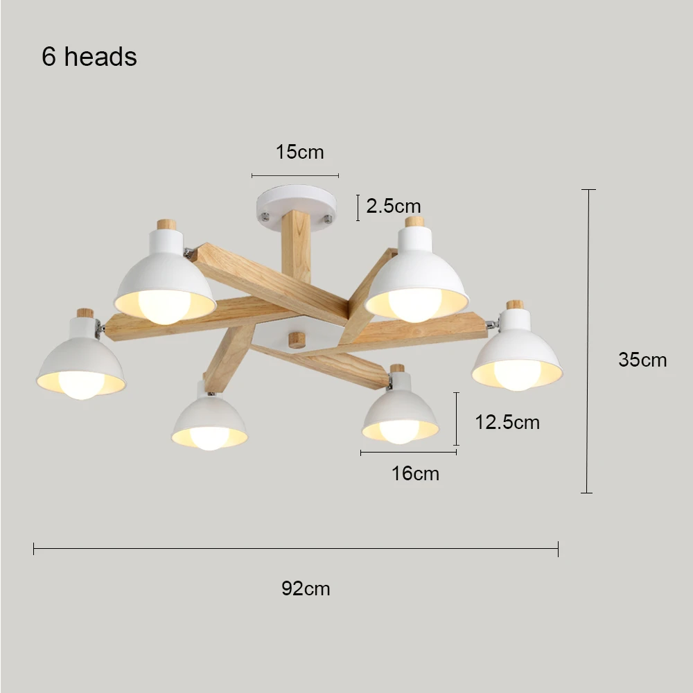 Nordic Design Modern LED Black White Wood Chandeliers Lighting for Indoor Home Living Room Bedroom (2)