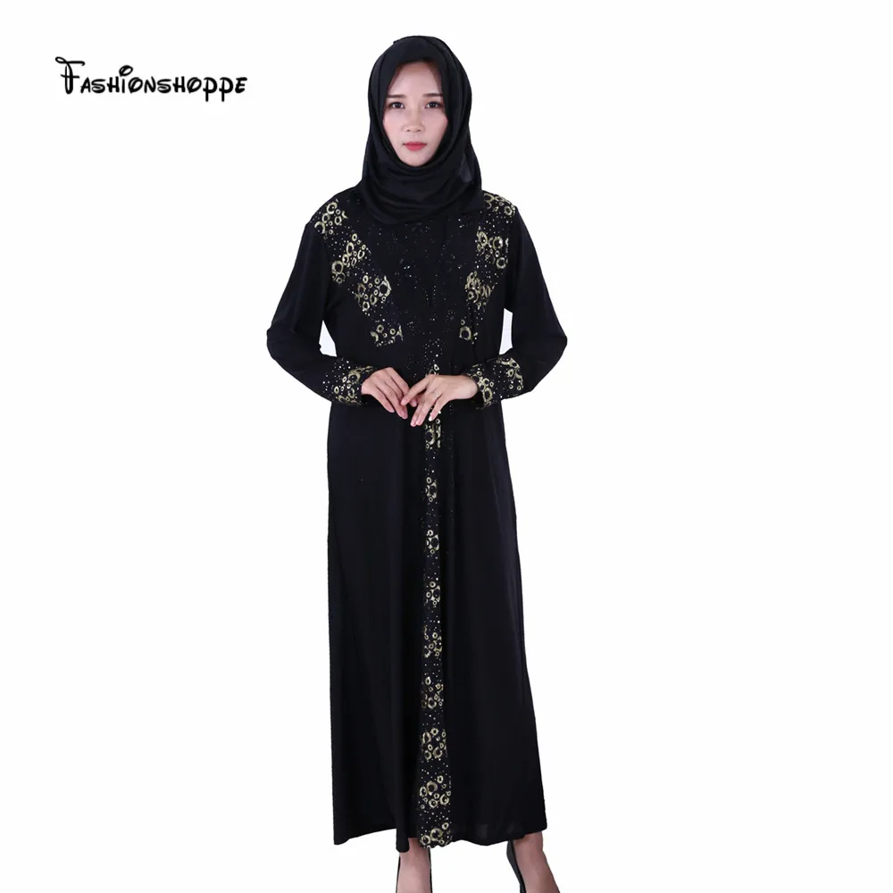 Мусульманский женский модный черный халат с длинным рукавом Jibab и Abaya Musulman Arabe
