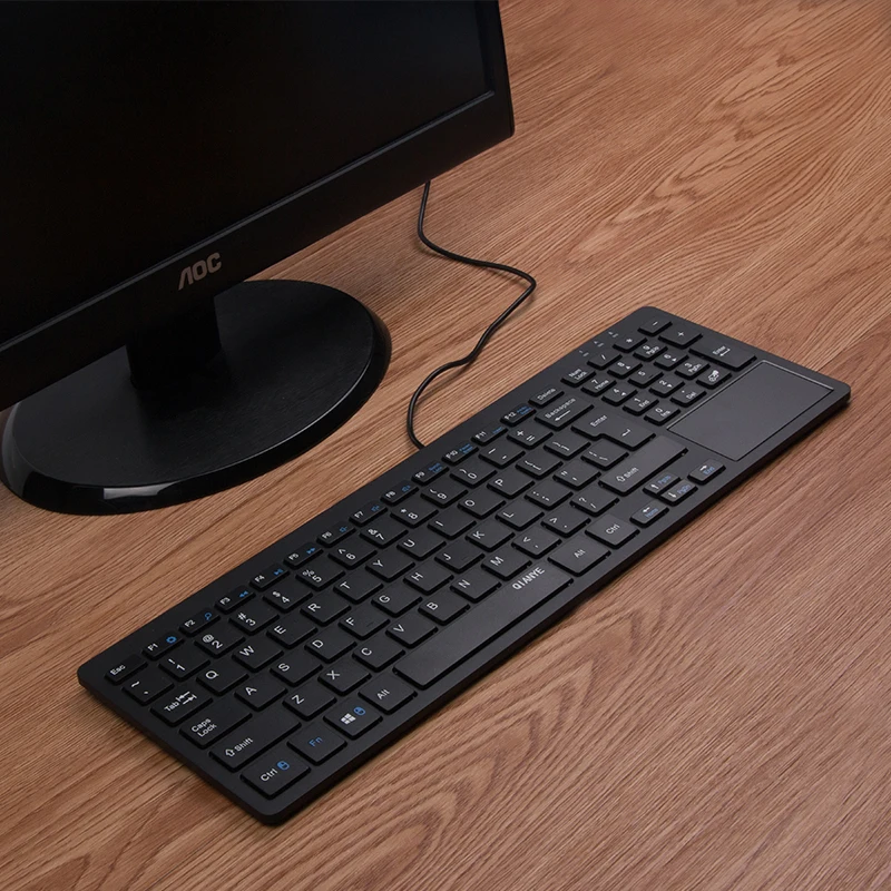 C202B Проводная USB тонкая бизнес клавиатура с тачпадом ультратонкая Бесшумная