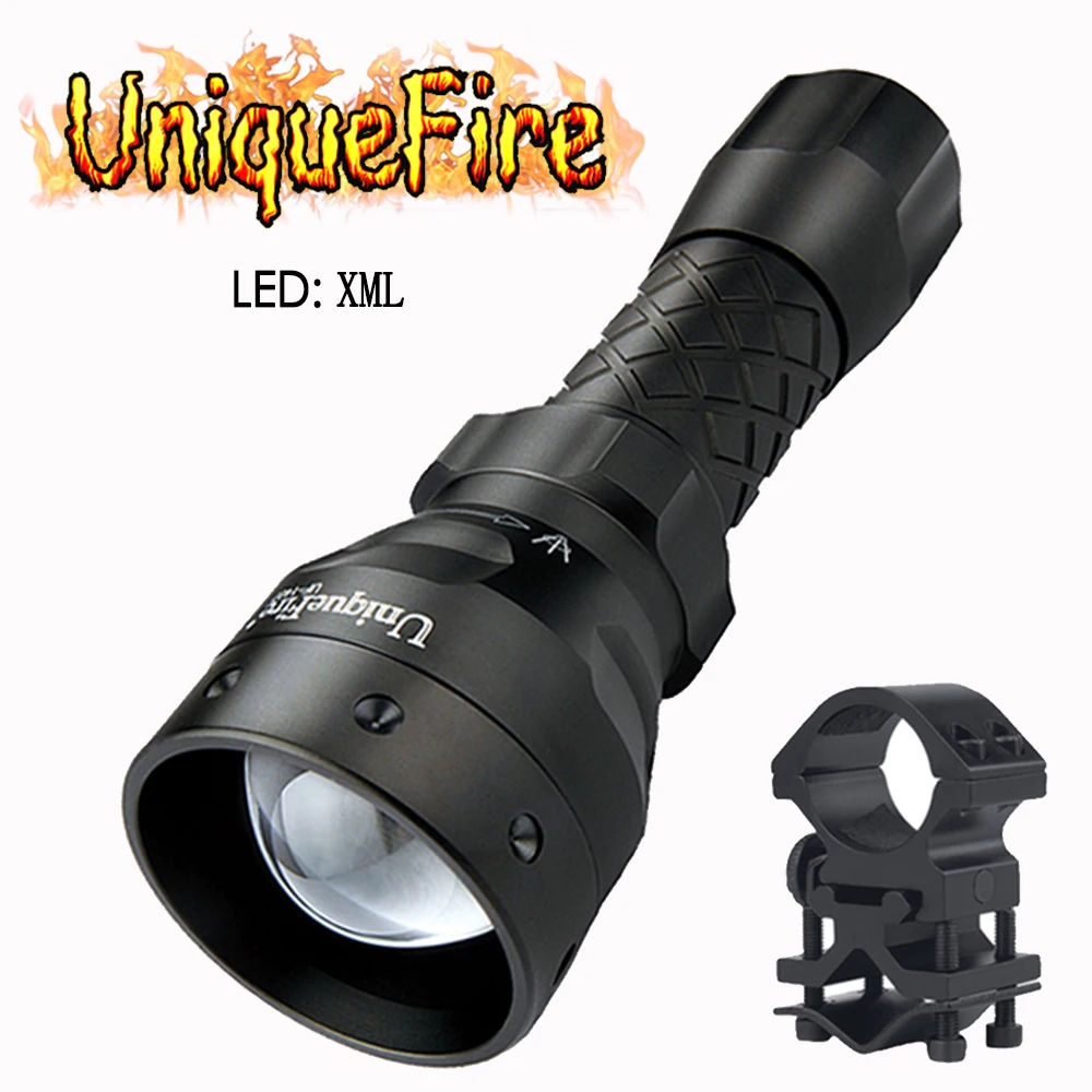 UniqueFire 1407 XML 10 W T38 алюминиевый сплав фонарь Перезаряжаемые светодиодный фонарик с регулируемым фокусом линзовый фонарь + прицела