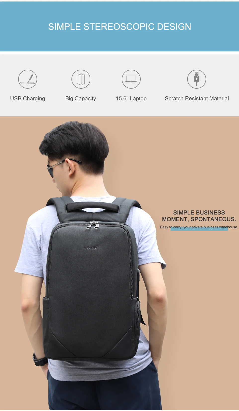 usb mochila dos homens viagem à prova