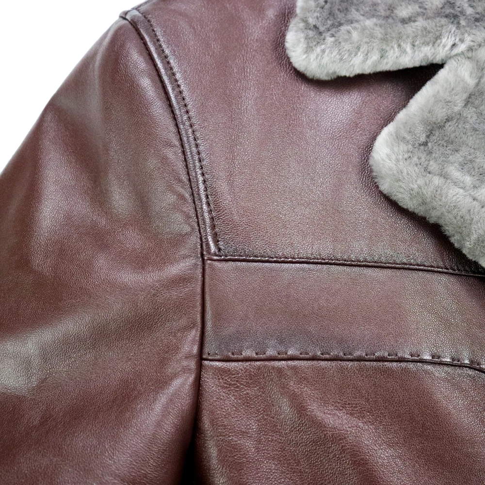 M 5XL мужские Куртки из натуральной кожи черные пальто овчины с шерстяной