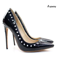 Aiyoway Women Shoes Ladies Pointed Toe High Heel Pumps Rivet Stiletto Black Shoes Studs Slip On Aiyoway Women Shoes Ladies Pointed Toe High Heel Pumps Rivet Stiletto Black Shoes Studs Slip On