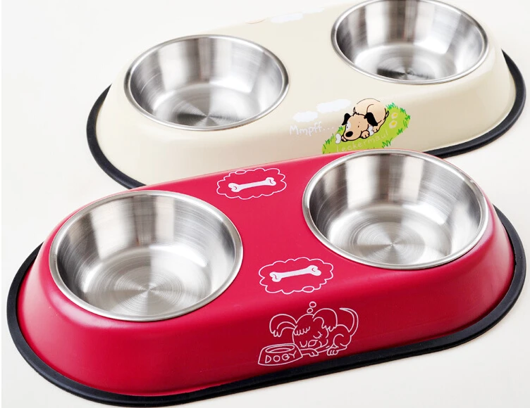 Wholesale Stainless Steel Dog Bowl High Grade Pet Bowl Dog Double Bowlin Dog Feeding from Home