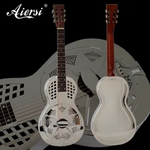 [Video Demo] Chrome Finish Brass Body  Parlour Resonator Guitar  61 Free Case  TRG-10N
