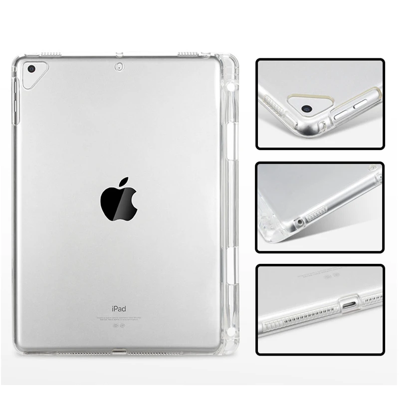 Чехол для iPad 9 7 2018 мягкий прозрачный кремний чехол из ТПУ с отделением карандашей