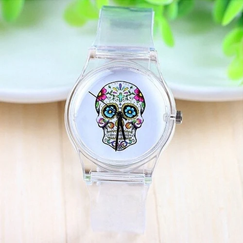 Boy's Girl's Cool Skull Dial Transparent Jelly Silicone Sports Quartz Wrist Watc Boy's Girl's Cool Skull Dial Transparent Jelly Silicone Sports Quartz Wrist Watc