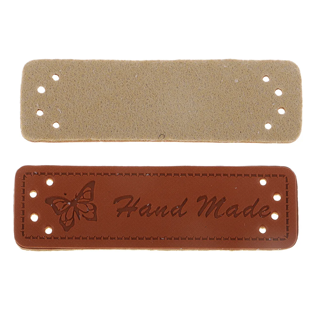 40 Pieces Vintage PU Leather Retro Brown Synthetic Handmade Label Tags DIY Sew Craft Patch
