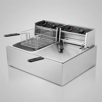 

12L Electric Deep Fryer Countertop Dual Tank Stainless Steel 5000W
