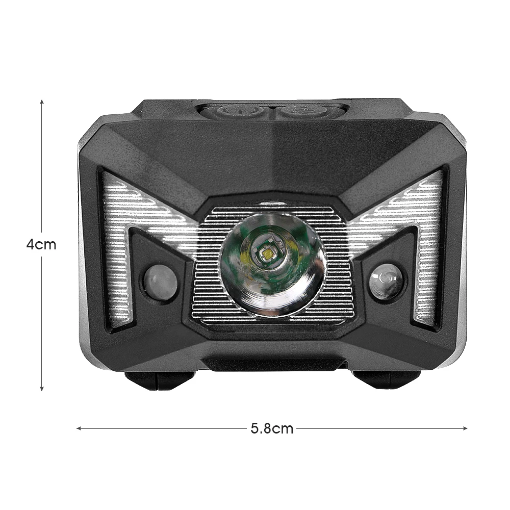 Заряжаемый мини-светодиод налобный фонарь датчик движения тела Фара 5 режимов 1 * XPE + 2 * светодиодный фонарик для отдыха Головной фонарь