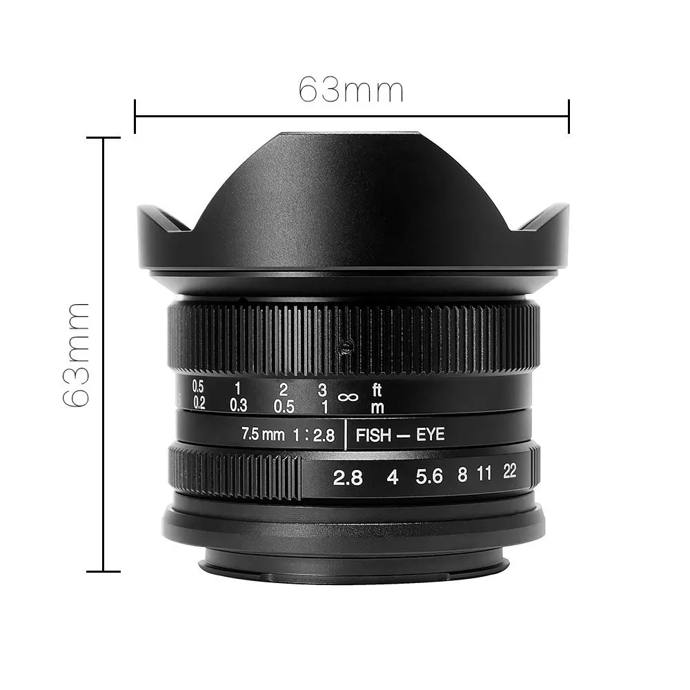 7 ремесленников 7,5 мм f2.8 объектив рыбий глаз APS-C ручной фиксированный объектив для E Mount Canon EOS-M Mount Fuji FX Mount