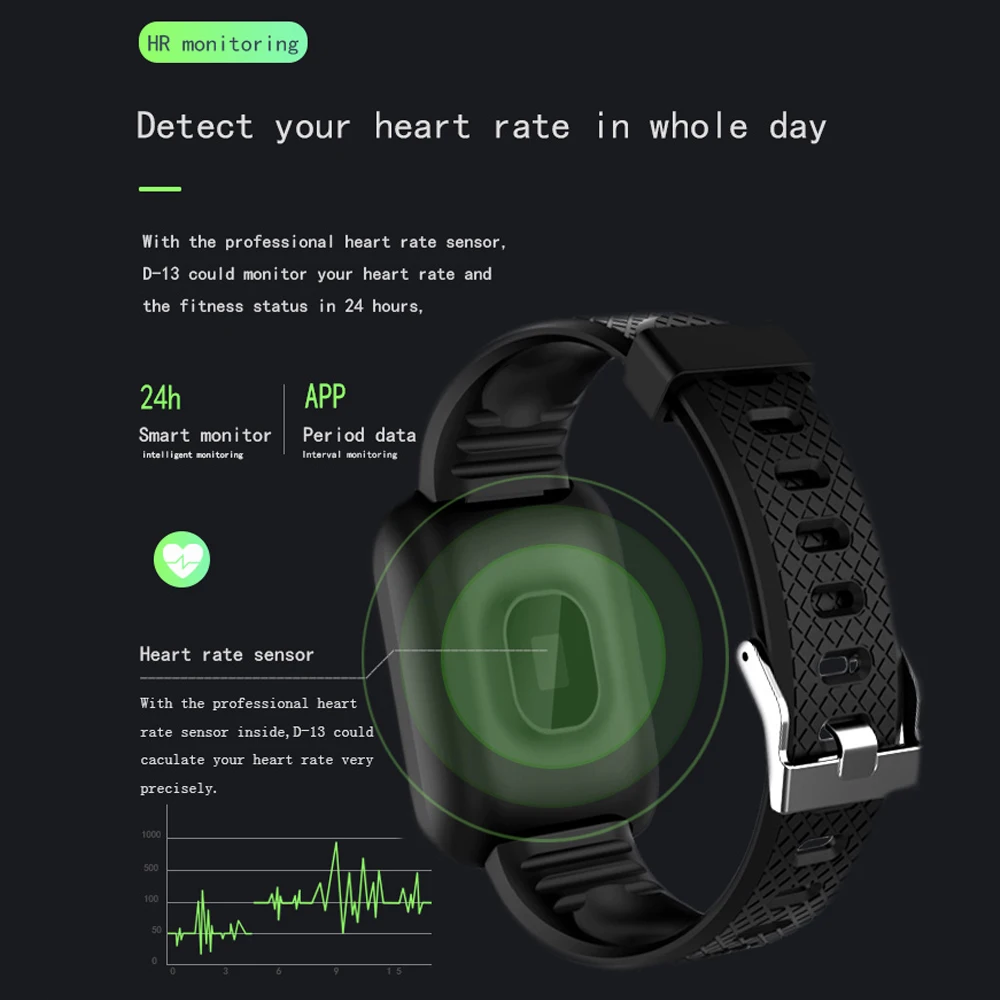 D13 Смарт-часы для мужчин и женщин водонепроницаемый спортивный монитор сердечного ритма фитнес-трекер умные часы Браслет Смарт-браслет для iOS Android