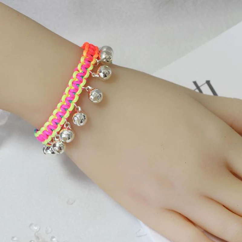 

Lucky Red Rope Bracelets Jingle bells Fashion Pure Hand Woven Braided Colorful Bracelet Friendship Bracelets Anklet Jewelry