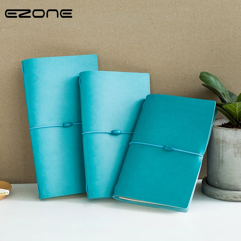 

EZONE Bandage Notebook Blue/Grey PU Leather Memo Pad Kawaii Note Book Literary Notepad Traveler Journey Diary School Supplies