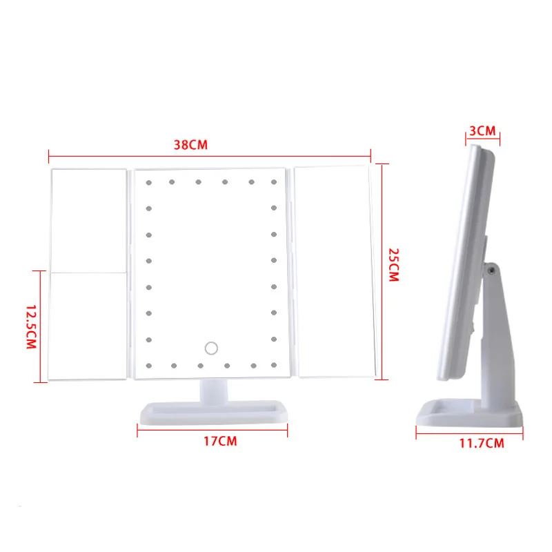 

180 Degree Rotation Screen Folding Make up Mirrors With 24 LED Lights Pocket Mirror Makeup Tools LB88