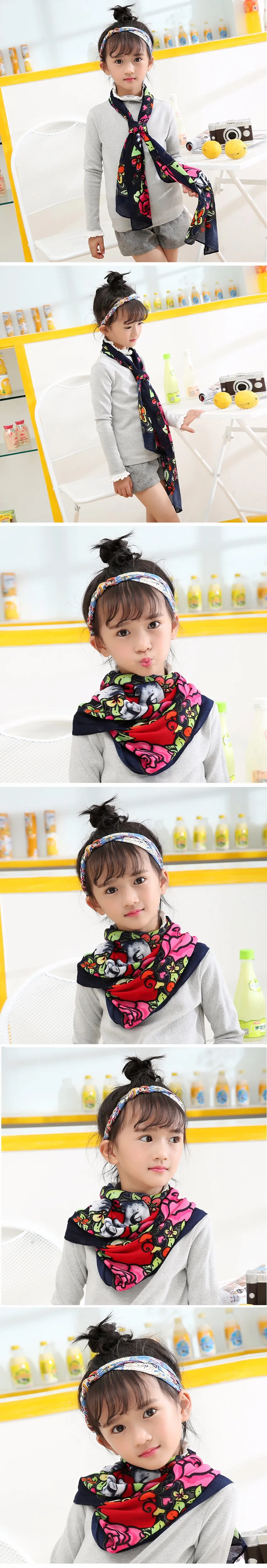 Роскошный брендовый шарф, модные хлопковые Цветочные шали и шарфы для девочек, цветочные бандажные цветочные шарфы