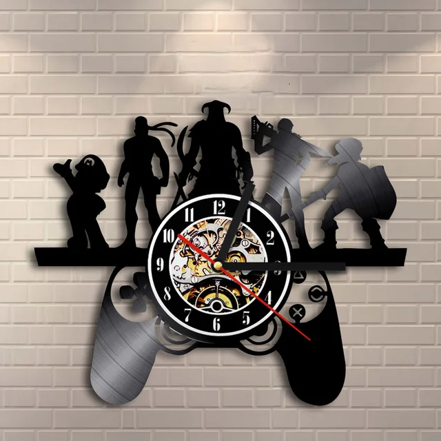 1Piece Gaming Style 3D Decorative Wall Clock Modern Gamer New CD Vinyl