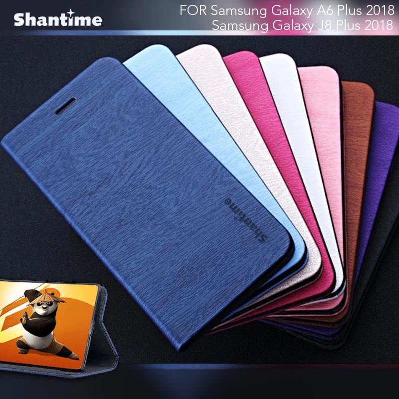 

Pu Leather Phone Case For Samsung Galaxy A6 Plus 2018 Flip Case For Samsung Galaxy J8 2018 Business Case Tpu Silicone Back Cover