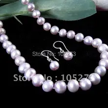 Классический AAA 8-9 мм Фиолетовый Цвет натуральной пресноводный жемчуг Цепочки и ожерелья серьги Мода Ювелирные изделия из жемчуга Новая