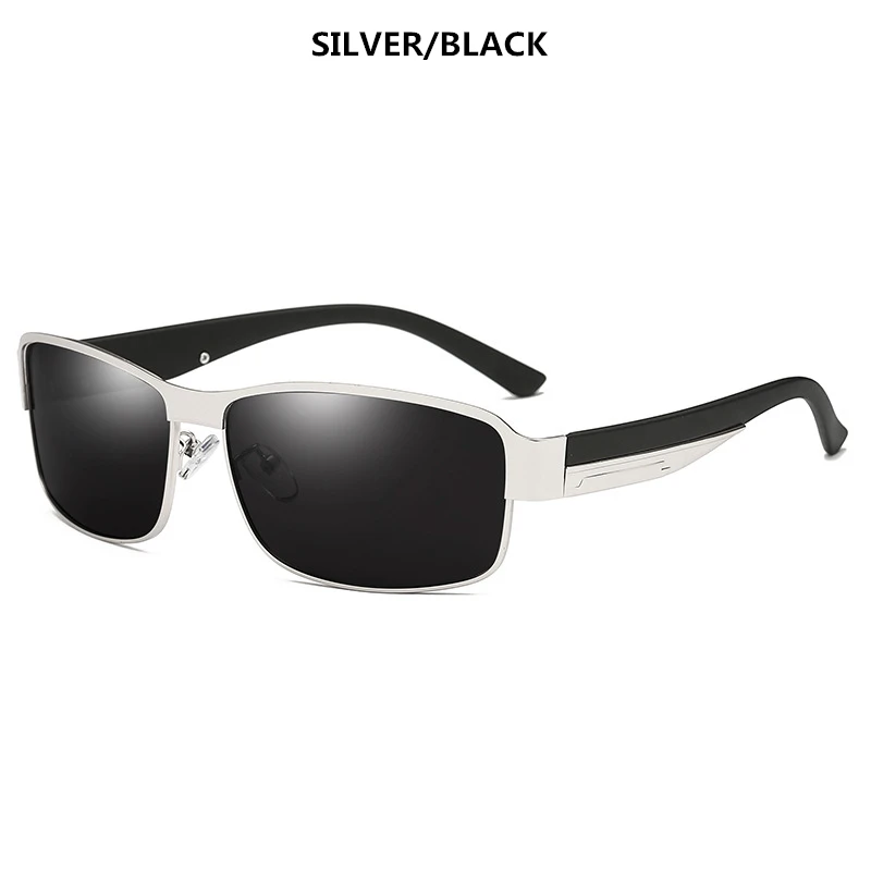 Мужские солнцезащитные очки, поляризационные, Uv400, Ретро стиль, очки, мужские, для вождения, модные, черные, аксессуары, высокое качество, оттенки, дизайнерские - Цвет линз: Silver Black