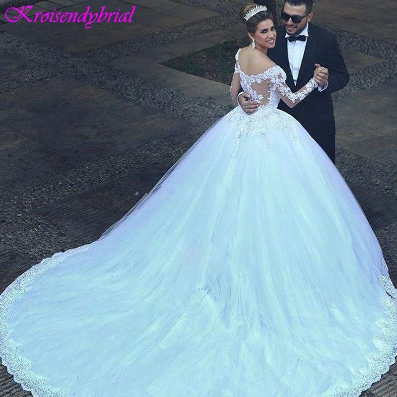 Женское свадебное платье с длинным рукавом QFS079 Vestidos De Noiva винтажное бальное
