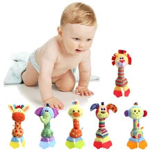 Baby Rattles Plush Toy Cartoon Animals Handbell Children Mobile Sounding Stuffed Educational Toy Baby Playmate Teether Calm Doll