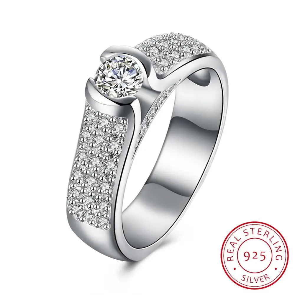 

SILVERHOO 100% S925 Sterling Silver Jewelry Clean Cubic Zircon Finger for Women Party Ring 925 Silver Luxury Elegant Jewelry