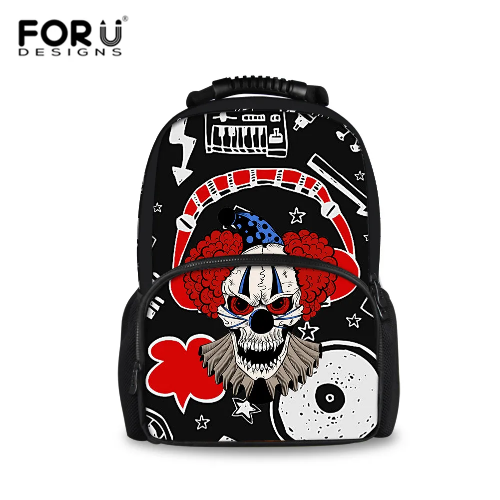 

FORUDESIGNS Men Travel Backpack Kids School Bags Black Skull Style Daypack Fashion Large Capacity Rucksack For Women Punk Print