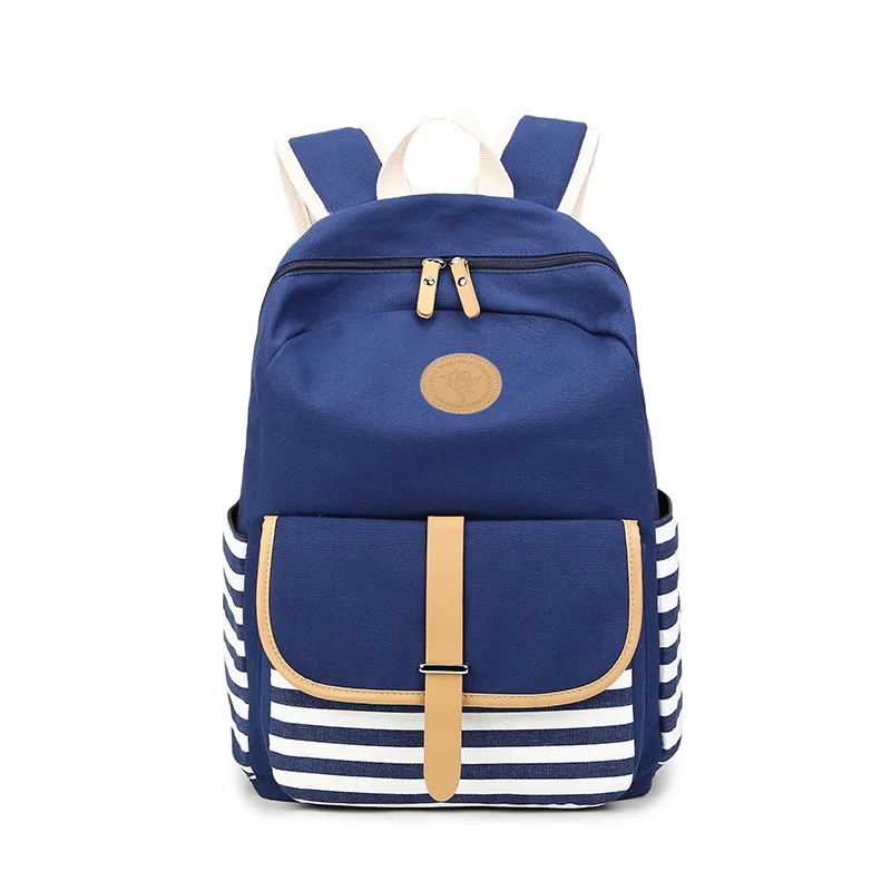 2016 Popular Backpack High Quality Canvas Striped Backpacks for Teenage