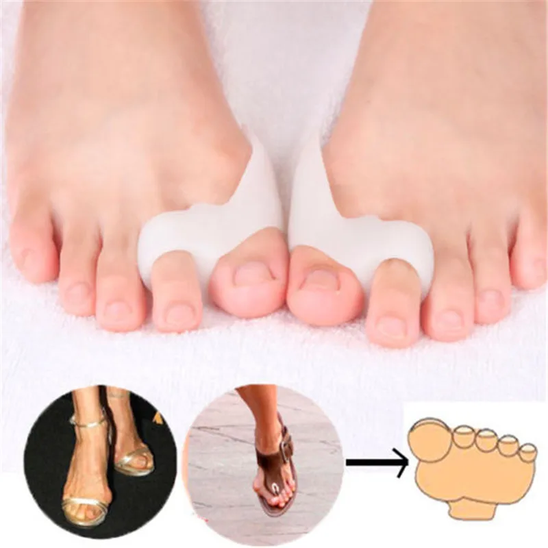 

1Pair Silicone Gel foot fingers Two Hole Toe Separator Thumb Valgus Protector Bunion adjuster Hallux Valgus Guard feet care