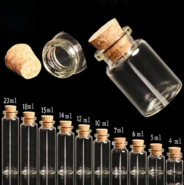 

20 pcs 12ml Popular Fashion 20PCS Cute Mini Clear Cork Stopper Glass Bottles Vials Jars Containers Small Wishing Bottle