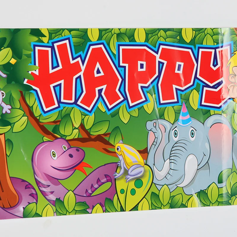 

100 cm * 23 cm Jungle Party Backdrop Lions Happy Birthday Backdrop Decorations Baby Shower Birthday Party Favor forest decor