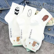 Anime We Bare Bears printed sock Grizzly Panda IceBear cute funny women socks spring autumn comfort sweat absorbent cotton sock